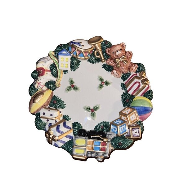 OMNIBUS by Fitz and Floyd Ceramic Christmas Collectible Plate 8.5" - Picture 1 of 7